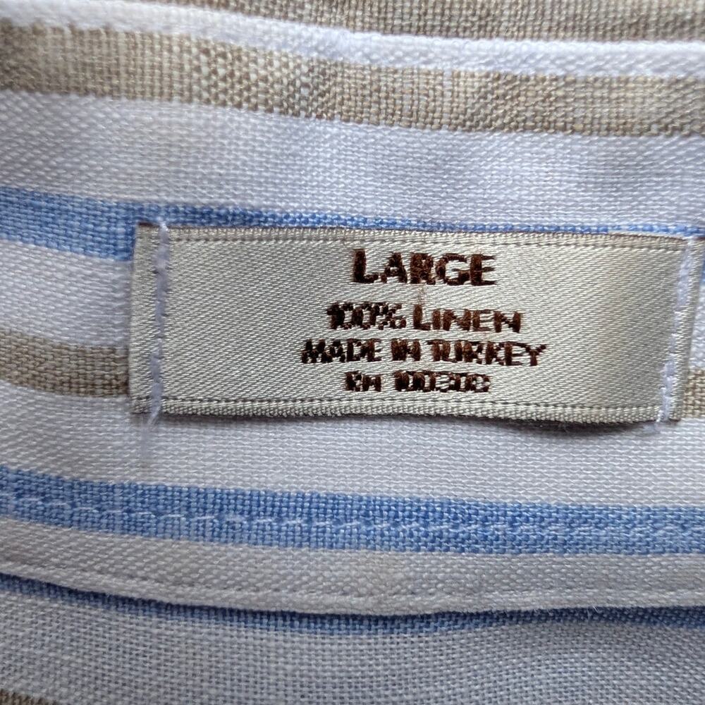 Peter Millar Mens Large 100% Linen Button Down Shirt Blue Resort Old Money - Picture 3 of 9
